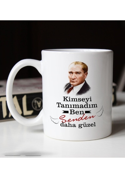 Bk Gift Kimseyi Tanımadım Ben Atatürk Temalı Beyaz Kupa Bardak-5, Arkadaşa Hediye , Doğum Günü Hediyesi Bitmeyen135635 Bk Gift
