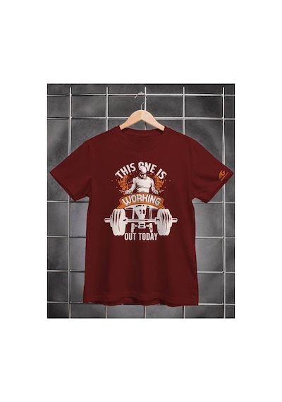 Segungear Gem Fitness Erkek Regular Fit Baskılı Spor Tişört Bordo - 931501838 Bordo
