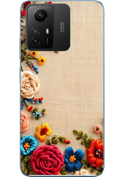 Redmi Note 12s Uyumlu İşlemeli İğne Oyası Baskılı Silikon Kılıf Renkli