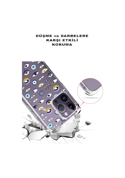 Samsung Galaxy A26 İle Uyumlu Nazar Boncuğu 2 Baskılı Şeffaf Köşe Korumalı Antişok Kılıf