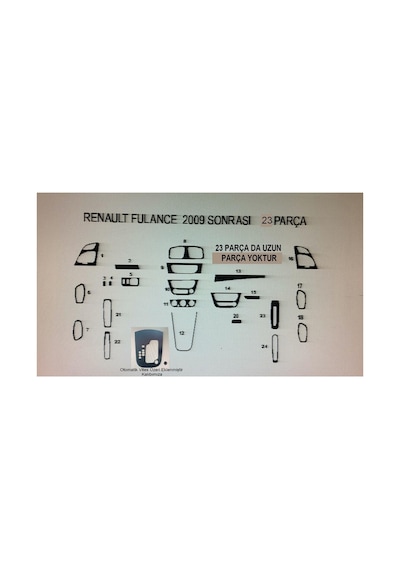 Renault Fulance 2009 23 Parça Torpido Kaplama Renk Piano Black