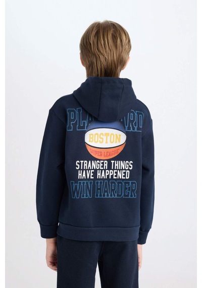 DeFacto Erkek Çocuk Lacivert Kapüşonlu Sırt Baskılı Kalın Sweatshirt D3048A824WNNV146 DeFacto Erkek Çocuk Lacivert Kapüşonlu Sırt Baskılı Kalın Sweatshirt D3048A824WNNV146