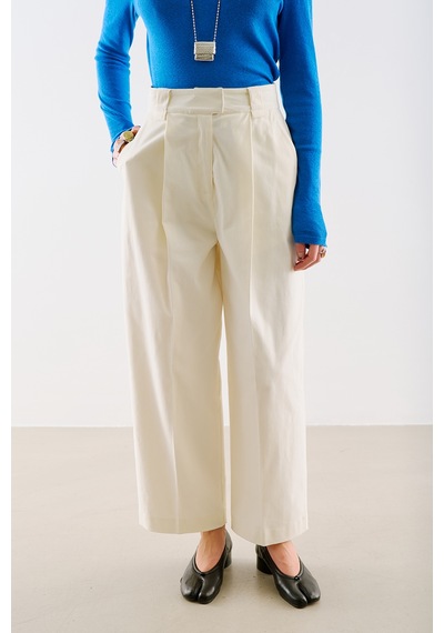 Manuka Gabardin Straıght Pileli Pantolon Ekru Aw26pnt00004-02