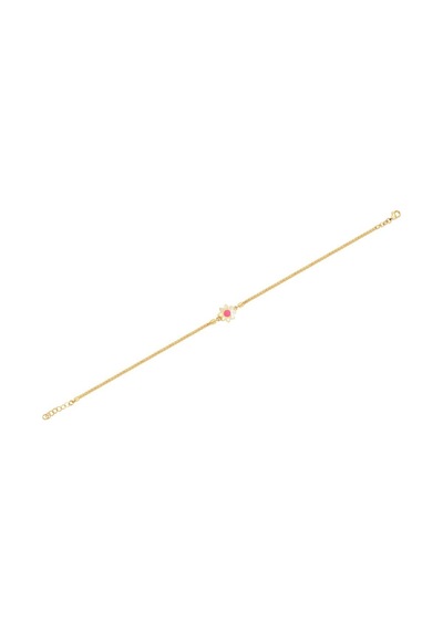 Diamond Line - Gülaylar - Sarı Altın 14 Ayar Çiçek Bileklik Çocuk Standart Sarı Altın