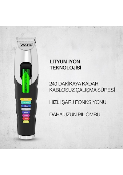 Wahl 9893 Color Trim Beard 8 Renkli Kılavuz Taraklı Şarjlı Sakal Kesme Makinesi
