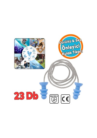 Tr Yıkanabilir Kulak Tıkacı 23 Db İpli Su Geçirmez, Gürültü Önleyici Yüzme Uyku Seyahat İçin Tıkaç