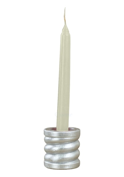 Mumluk Şamdan Tealight Ve İnce Mum Uyumlu Spiral Model - Gümüş