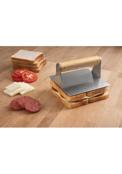 304 Paslanmaz Çelik Kare Burger Presi / 12 Cm Ahşap Saplı Smasher / 3 Mm Kalın Paslanmaz Çelik Gövde / Izgara Ve B