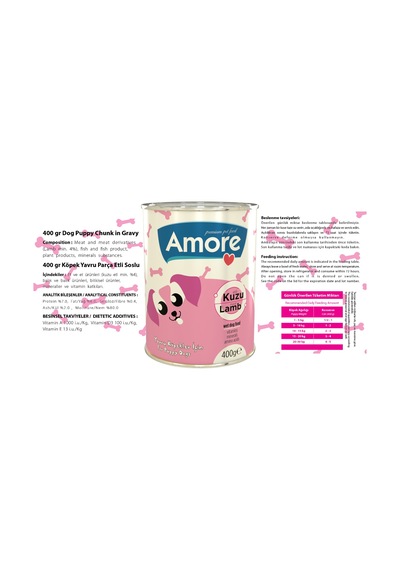 Amore Kuzu Etli Yavru Köpek Konservesi 3 x 400 G + Chunks 2 x 400 G + Şampuan 200 ML