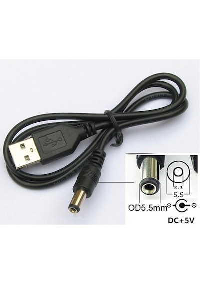 Usb Erkek To 5.5X2.1Mm Dc Çevirici Kablo - 60Cm