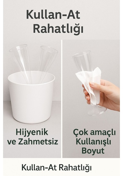 6 Lı Şeffaf Plastik Şampanya Kadehi Düğün, Parti Ve Davet Sunumlarına Uygun Bardak