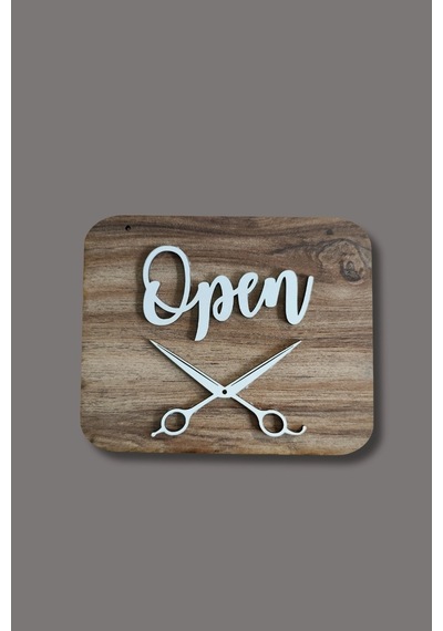 Ahşap Dekoratif Kesim Open-closed Yazılı Tabela
