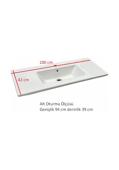 Bocchi 1329-001-0126 Tezgah Üstü Lavabo Parlak Beyaz 41 x 100 CM 1466841
