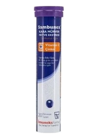Sambunex Kara Mürver Vitamin C Çinko Efervesan Tablet 20 Tablet
