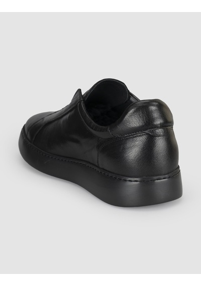 Cabani Hakiki Deri Siyah Bağcıksız Erkek Sneaker