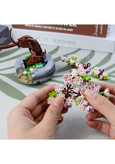 Ağacı Sukulent Sakura Saksı Bitki Yapı Blokları Seti Hediyeler Için Yapay Çiçek Inşaat Kitleri Yetişkinler Gen Çok Renkli