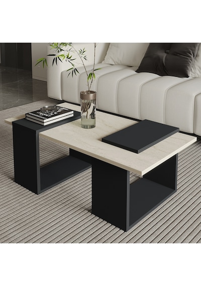 Matris Modern Orta Sehpa Geometrik Tasarım Ve Şık Detaylar Traverten/antrasit Matris Modern Orta Sehpa Geometrik Tasarım Ve Şık Detaylar Traverten/antrasit