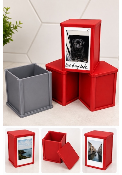 Mini Anı Fotoğrafı Saklama Kutusu Çerçeveli Kapaklı Dekoratif 3d Baskı