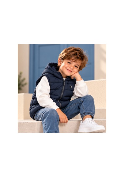 Maxx Kleın Lacivert Erkek Çocuk Kapüşonlu Şişme Yelek Fermuarlı Kapitone Desenli Sportif Günlük Dış Giyim 12 Ay 18 Ay 2 3 4 6 8 Yaş
