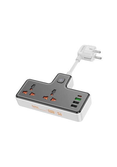 Hoco Ac12a 2500w 2 Priz + 3 Usb + 30w Type-c Multifonksiyonel Priz Çoğaltıcı Şarj Aleti- 5775