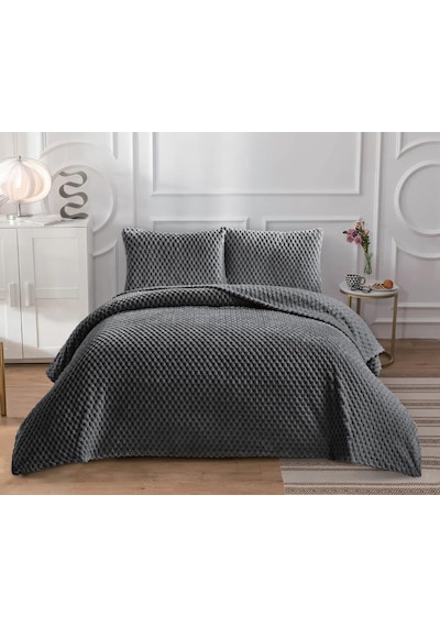 Soft Arya Çift Kişilik Yatak Örtüsü 260x240 Antrasit