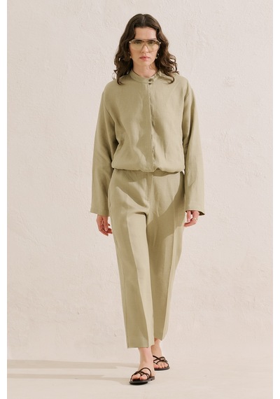 Manuka Keten Bomber Tarz Gömlek Taş Ss26gml00021-0225
