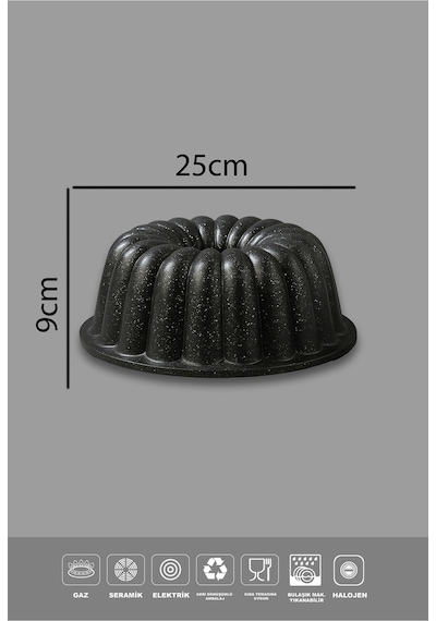 Polochef Döküm Granit 3'lü Kek Kalıbı Siyah