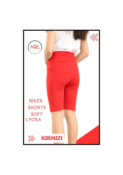 Kırmızı Biker Şort Yüksek Bel İç Göstermez Esnek Yumuşak Likralı Soft Tbiker Basics Kırmızı