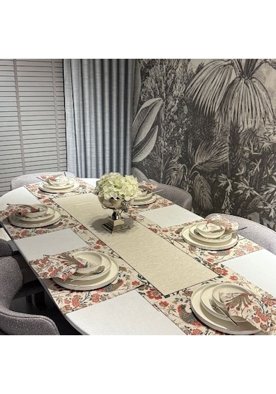 Keten Asil Desen Runner 40x140 Cm Çok Renkli