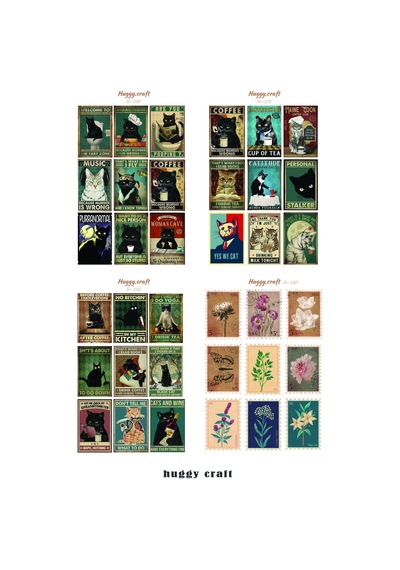 Cats Kedi Mizah Ve Pul Temalı 4lü Laptop Tablet Telefon Defter Sticker Set Standart