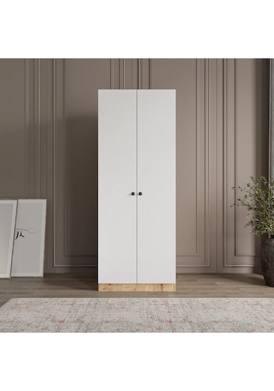Altay 2 Kapaklı 2 Çekmeceli Giyinme Dolabı Led Askılıklı Tamamı Mdf Safir Meşe