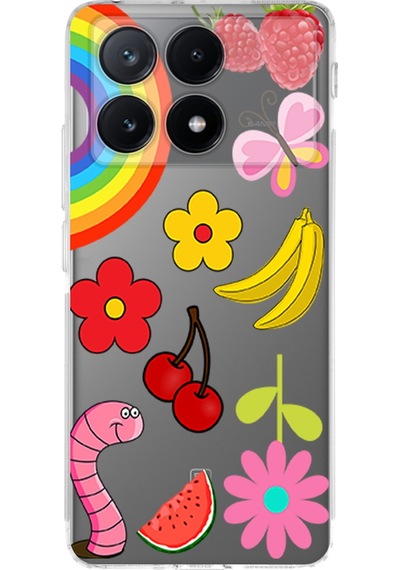 Xiaomi Poco X6 Pro İle Uyumlu Water Color 5 Baskılı Kamera Korumalı Şeffaf Kılıf Şeffaf