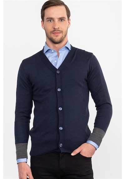 Tudors Erkek Slim Fit Lacivert Hırka-19735