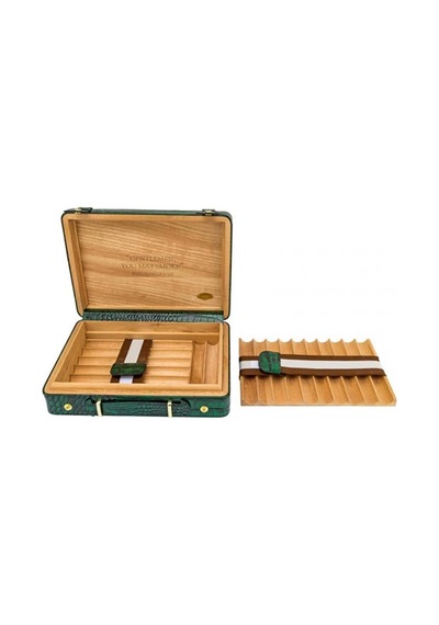 Croco Desen Seyahat Puro Kutusu Humidor İçi Sedir Yeşil 18's