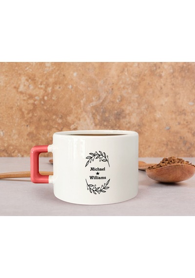 Bk Gift Kişiye Özel İsimli Pembe Kulplu Çay & Kahve Fincanı-19, Arkadaşa Hediye, Sevgiliye Hediye
