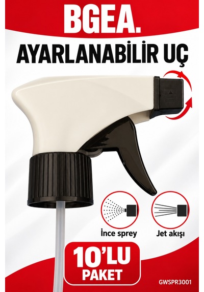 Bgea 10'lu Kimyasala Dayanıklı Triger Sprey Başlık