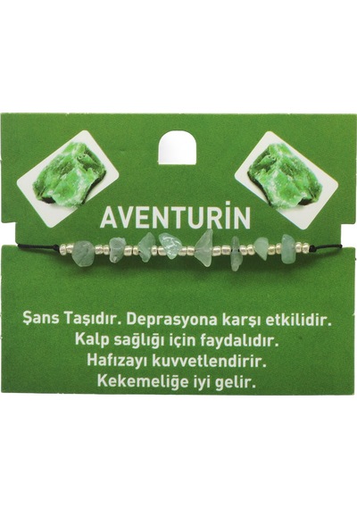 Tesbihane Makrome Örgülü Basic Model Aventurin Doğaltaş Kadın Bileklik Çok Renkli