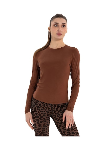 Inguz Uzun Kollu Basic Modal Yoga T-shirt Kahverengi