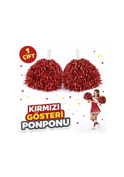 Büro Ev Ofis Etkinlik Okul Gösteri Kostümü İçin 1çift 2adet Kırmızı Ponpon Standart