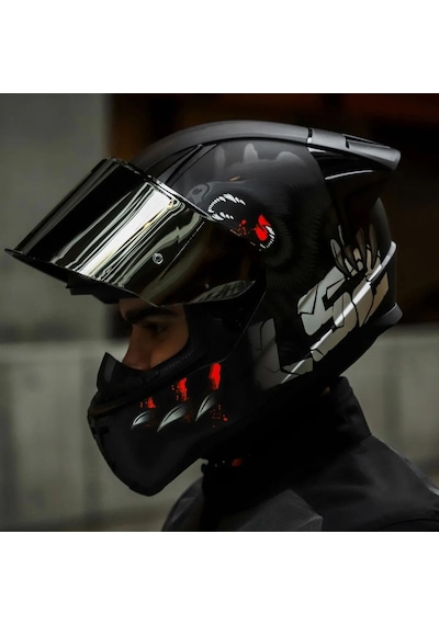Spoiler + Şeffaf + Siyah Vizör + Ls2 Rapid 2 Clawn Race Motosiklet Kaskı Gri - Kırmızı - Siyah