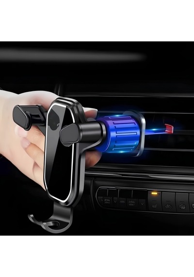360 Dönen Araç İçi Menfez Telefon Tutucu Tüm Telefonlara Uyumlu Siyah