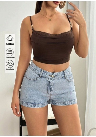 Kene Jeans Buz Kar Mini Kot Şort Buz Kar
