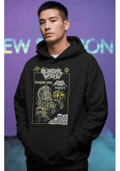 Sevbano Municipal Waste Rock Metal Müzik Grubu Ön Baskılı Unisex Oversize Siyah