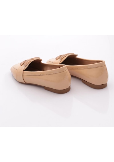 Dgn 5005 Kadin Tokali Loafer Nude Kırışık Rugan