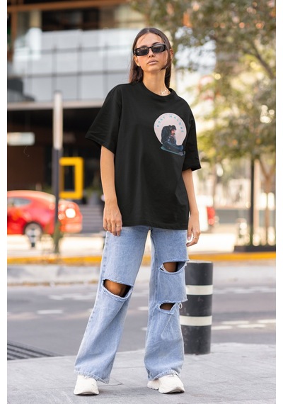 Post Malone Rapper Sırt Baskılı Unisex Oversize Şarkıcı Tişört Siyah