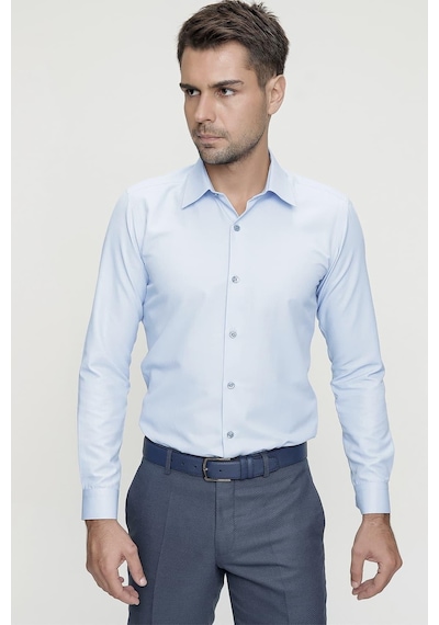 Efor Slim Fit Pamuk Saten Klasik Mavi Gömlek Gk 624 Mavi