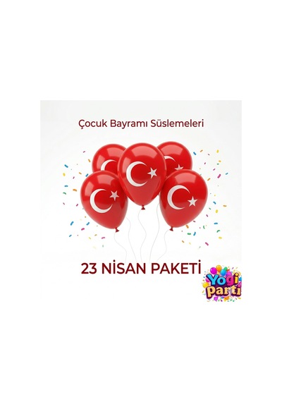 Bayrak Baskılı Balon 12 İnç 50 Adet 23 Nisan 29 Ekim Milli Bayram Süslemeleri Kırmızı Tüm Yaşlar