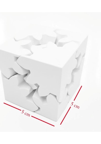 Mekanik Dişli Çarklı Zeka Küpü Hareketli Puzzle Yapı Bloğu - Eğitici Zeka Küpü Stres Oyuncağı-beyaz