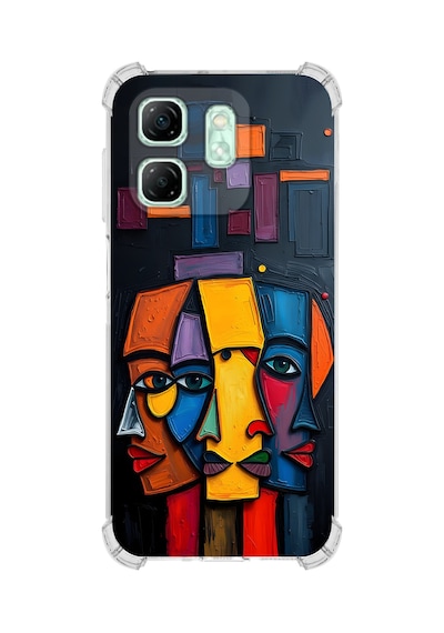 Printify Infinix Smart 9 İle Uyumlu Şeffaf Silikon Kılıf Uv Baskılı Esnek Tpu Kapak Totem Face No2
