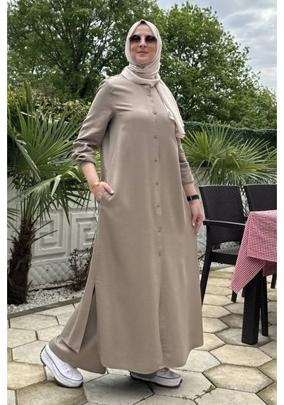Rabia Şamlı Başak Pantolonlu Takım Vizon Normal